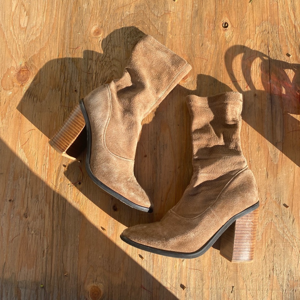 light brown suede boots